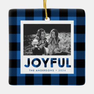 Cerâmica Ornamento de Fotos da Xadrez de Buffalo Azul Joyfu