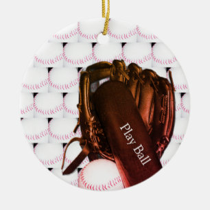Cerâmica Ornamento de Fotos de Luvas de Bat Baseball
