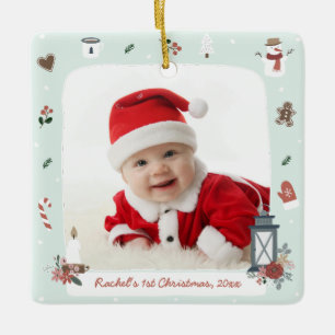 Cerâmica Ornamento de Fotos de Natal da Vila Nórdica