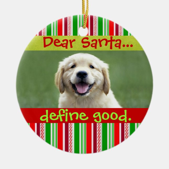 Cerâmica Ornamento de Fotos de Natal de Gato ou Cão Cachorr (Frente)