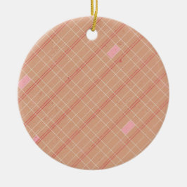 Cerâmica Ornamento de Fotos de Natal de Xadrez Vermelha e R