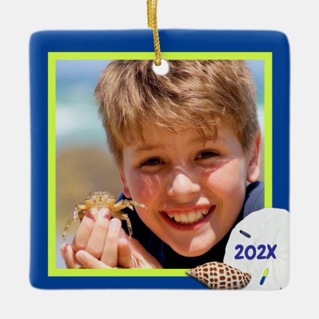 Cerâmica Ornamento de Fotos de Natal para Cores Tropicais (Frente)