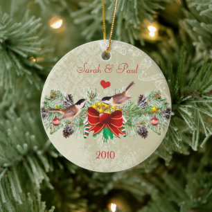 Cerâmica Ornamento de Fotos de Natal para Pássaros Garland