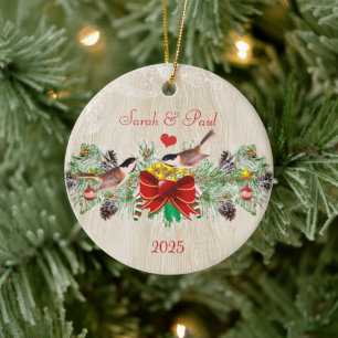 Cerâmica Ornamento de Fotos de Natal para Pássaros Garland