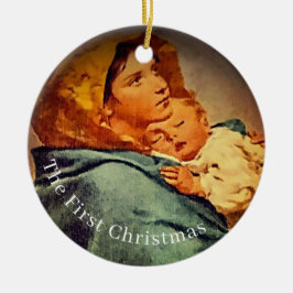 Cerâmica Ornamento de Fotos de Primeiro Natal com Dois Lado