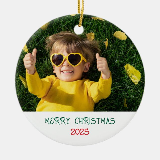 Cerâmica Ornamento de Fotos Feliz de Natal (Frente)