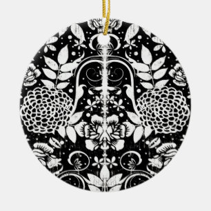 Cerâmica Ornamento de Fotos Flor Preto e Branco