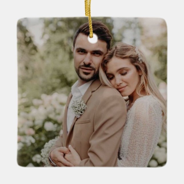 Cerâmica Ornamento de Fotos Personalizado Duplo Lado, Foto  (Frente)