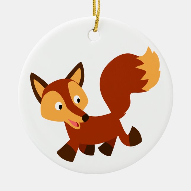 Cerâmica Ornamento de Fox Feliz Cartoon (Frente)