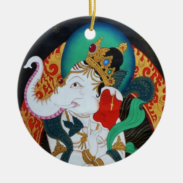 Cerâmica Ornamento de Ganesh da dança (Frente)