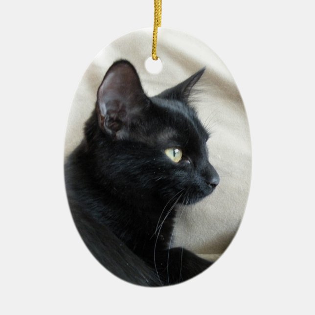 Cerâmica ornamento de gatinho preto (Frente)