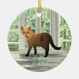 Cerâmica Ornamento de Gato Birmanês Marrom