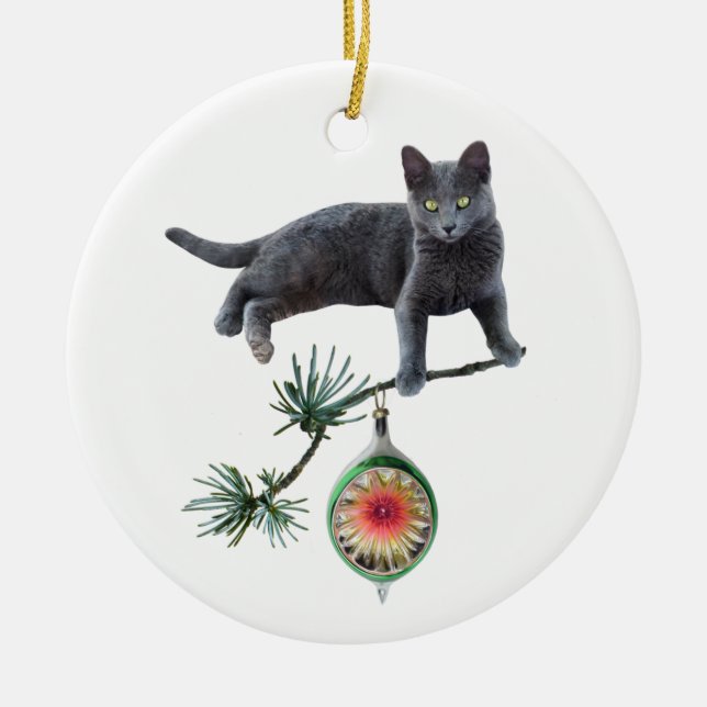 Cerâmica Ornamento de Gato de cinza (Frente)
