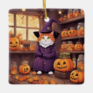 Cerâmica ornamento de gato de halloween #2