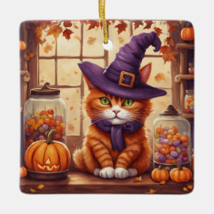 Cerâmica ornamento de gato de halloween #4