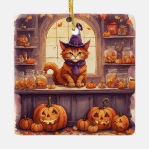 Cerâmica ornamento de gato do halloween #3