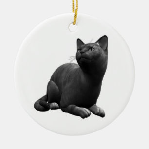 Cerâmica Ornamento de Gato Negro Tranquilo