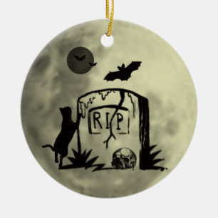 Cerâmica Ornamento de Gato Preto Repleto