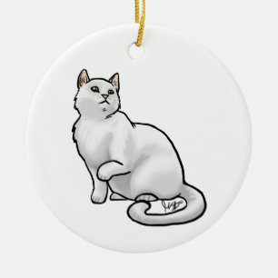 Cerâmica Ornamento de Gatos Brancos
