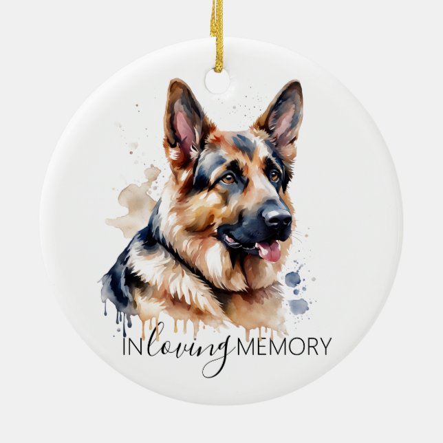 Cerâmica ornamento de German shepherd de aquarela memorial (Traseira)