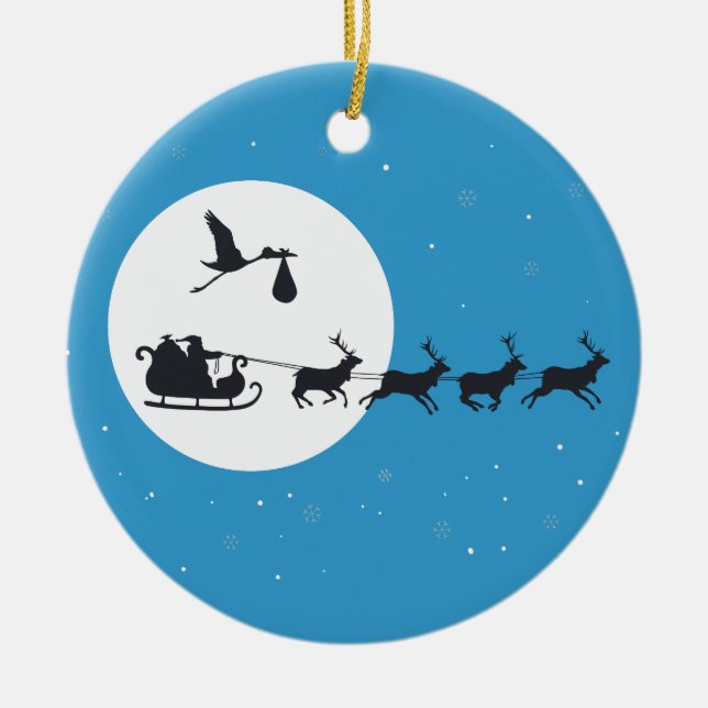 Cerâmica Ornamento de Gravidez de Natal - Chegando à Cidade (Frente)