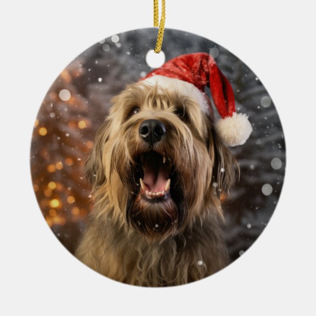 Cerâmica Ornamento de Guarda-de-Natal do Cachorro Briard (Frente)