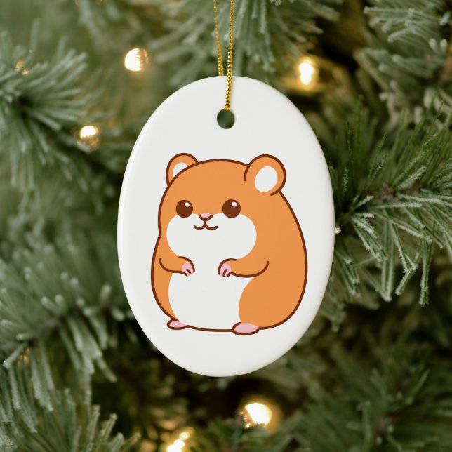 Cerâmica Ornamento de Hamster Feliz (Árvore)