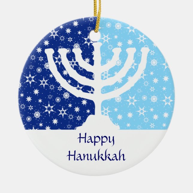 Cerâmica Ornamento de Hanukkah Menorah (Frente)