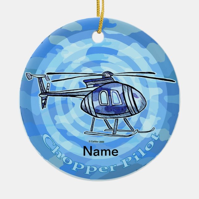 Cerâmica Ornamento de helicóptero do céu azul (Frente)