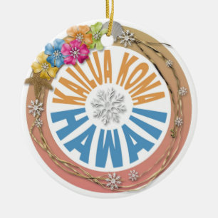 Cerâmica Ornamento de hibisco de férias de Kailua Kona Haw