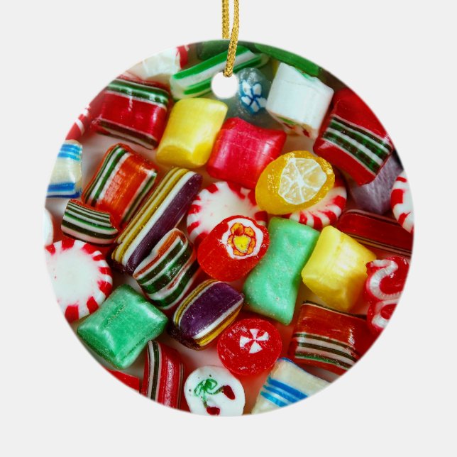 Cerâmica ornamento de impressão de doces de Natal (Frente)