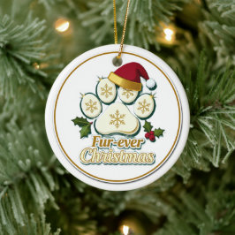 Cerâmica Ornamento de Impressão de Pata de Natal de Pele pa
