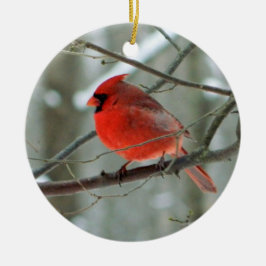 Cerâmica Ornamento de inverno do Cardeal Vermelho