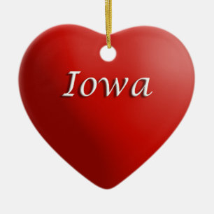 Cerâmica Ornamento de Iowa Red Heart Keepsaes