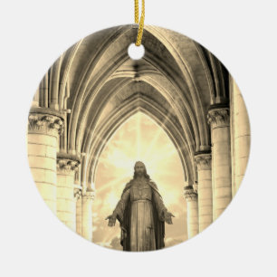 Cerâmica Ornamento de Jesus com Verso Bíblia