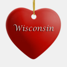 Ornamento de Keepsasaes do Wisconsin Red Heart