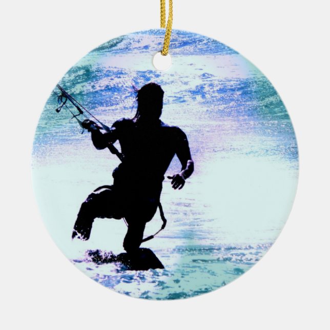 Cerâmica Ornamento de Kiteboarding (Frente)