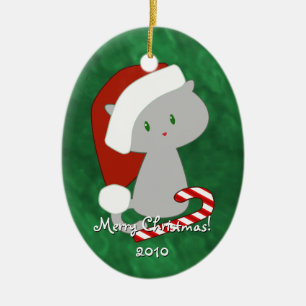 Cerâmica Ornamento de Kitten de Natal