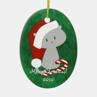 Cerâmica Ornamento de Kitten de Natal