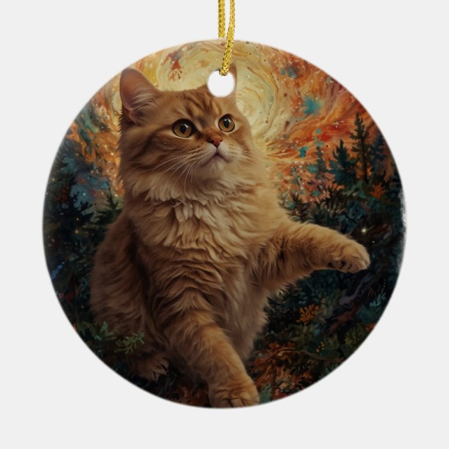 Cerâmica Ornamento de Kitten de Natal Mágico (Frente)