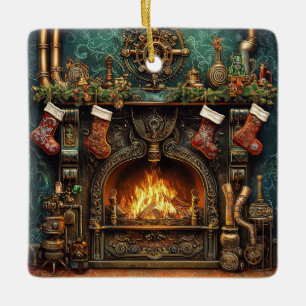Cerâmica Ornamento de Lareira Steampunk Natal