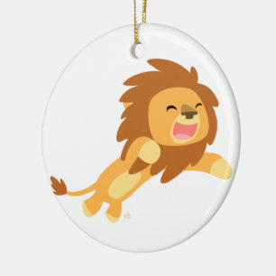 Cerâmica Ornamento de Leão de Cartoon Feliz e Alegre