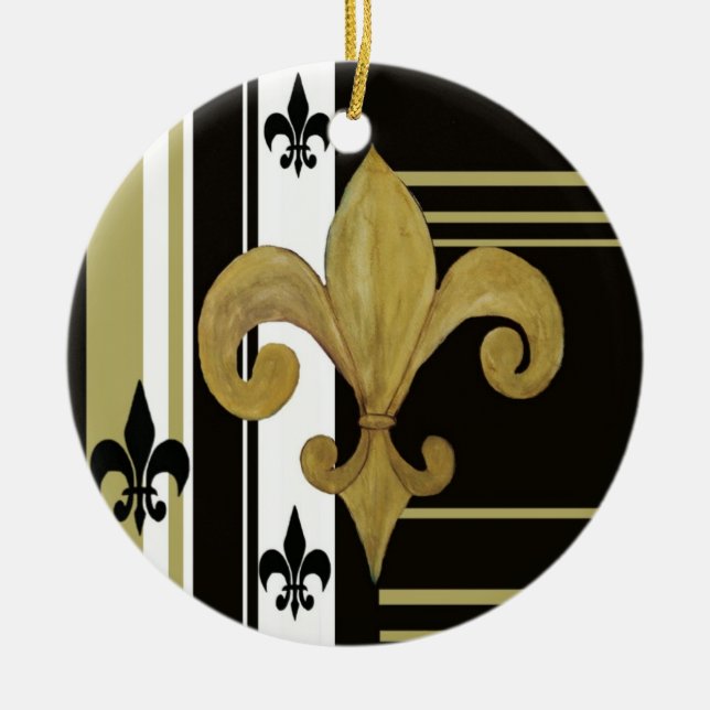 Cerâmica Ornamento de lis flor Black & Gold (Frente)