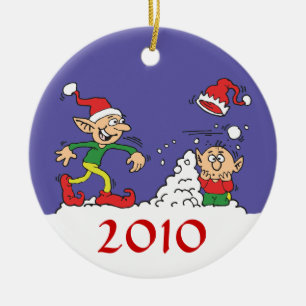 Cerâmica Ornamento de Luta Elf Snowball