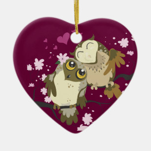 Cerâmica Ornamento de Luv Birds~owl