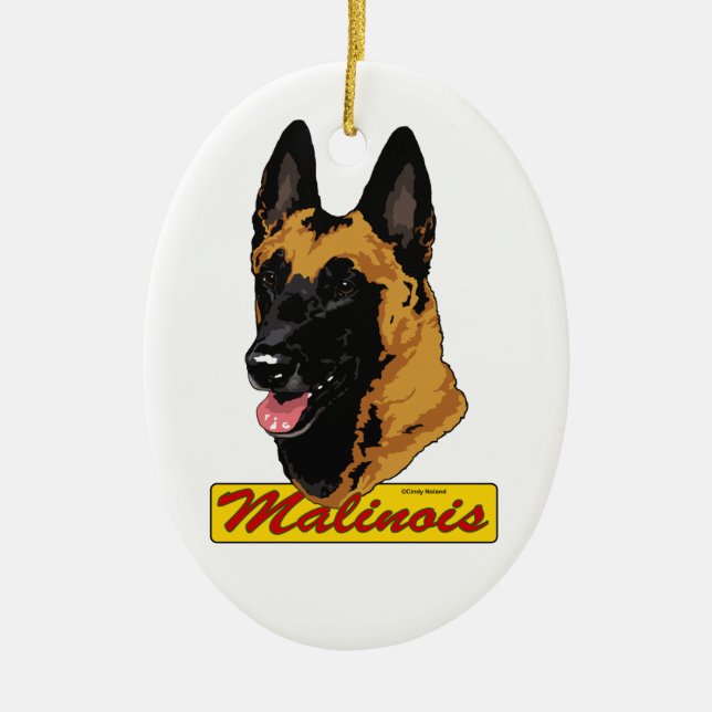 Cerâmica Ornamento de Malinois do belga (Frente)