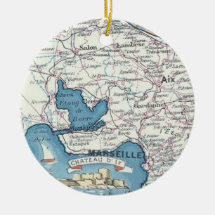 Cerâmica Ornamento de Mapa Antigo da Provença França