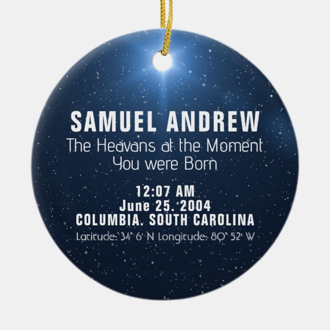 Cerâmica Ornamento de Mapa Estrela (Frente)