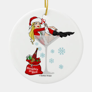 Cerâmica Ornamento de Martini da menina do papai noel
