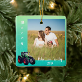 Cerâmica Ornamento de Metal de Trator Verde